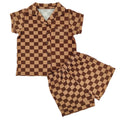 Espresso Checkered Bamboo Short Button Up Set
