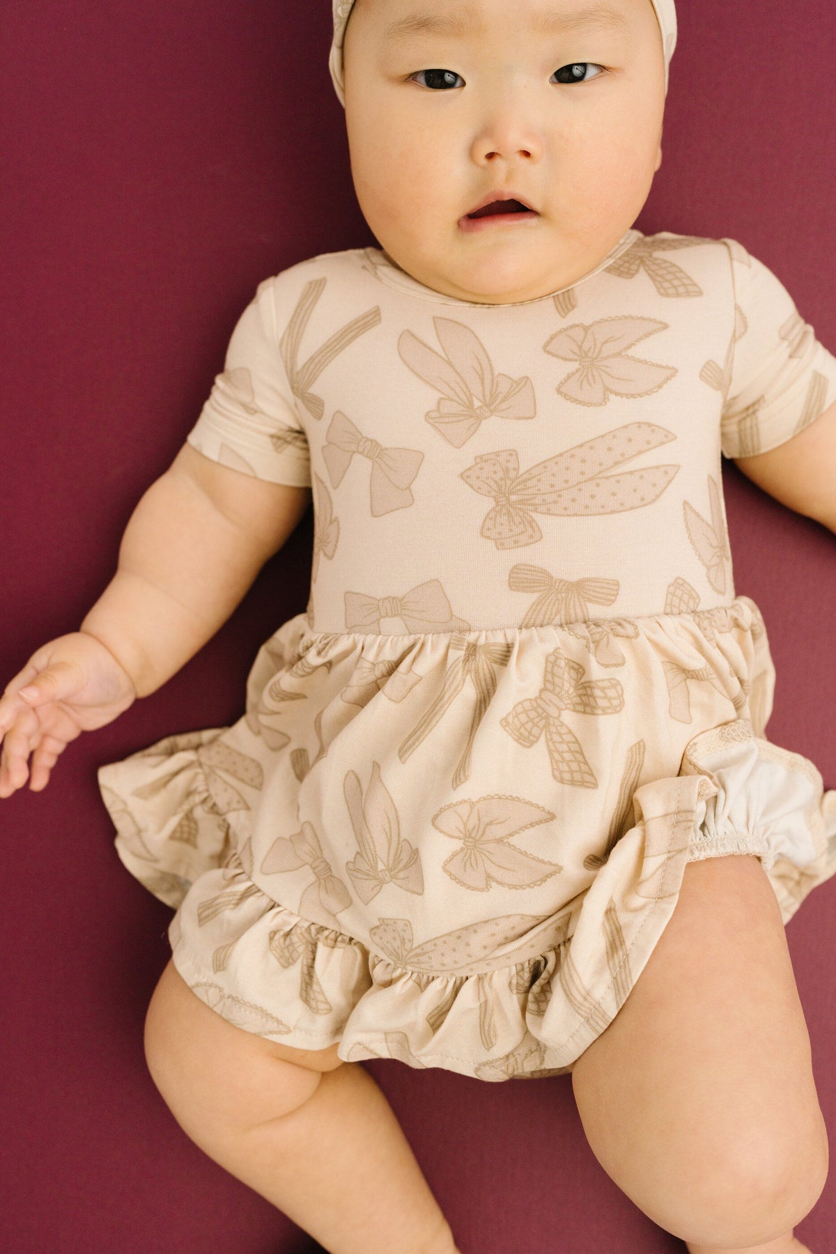 Neutral Bows Bamboo Dress