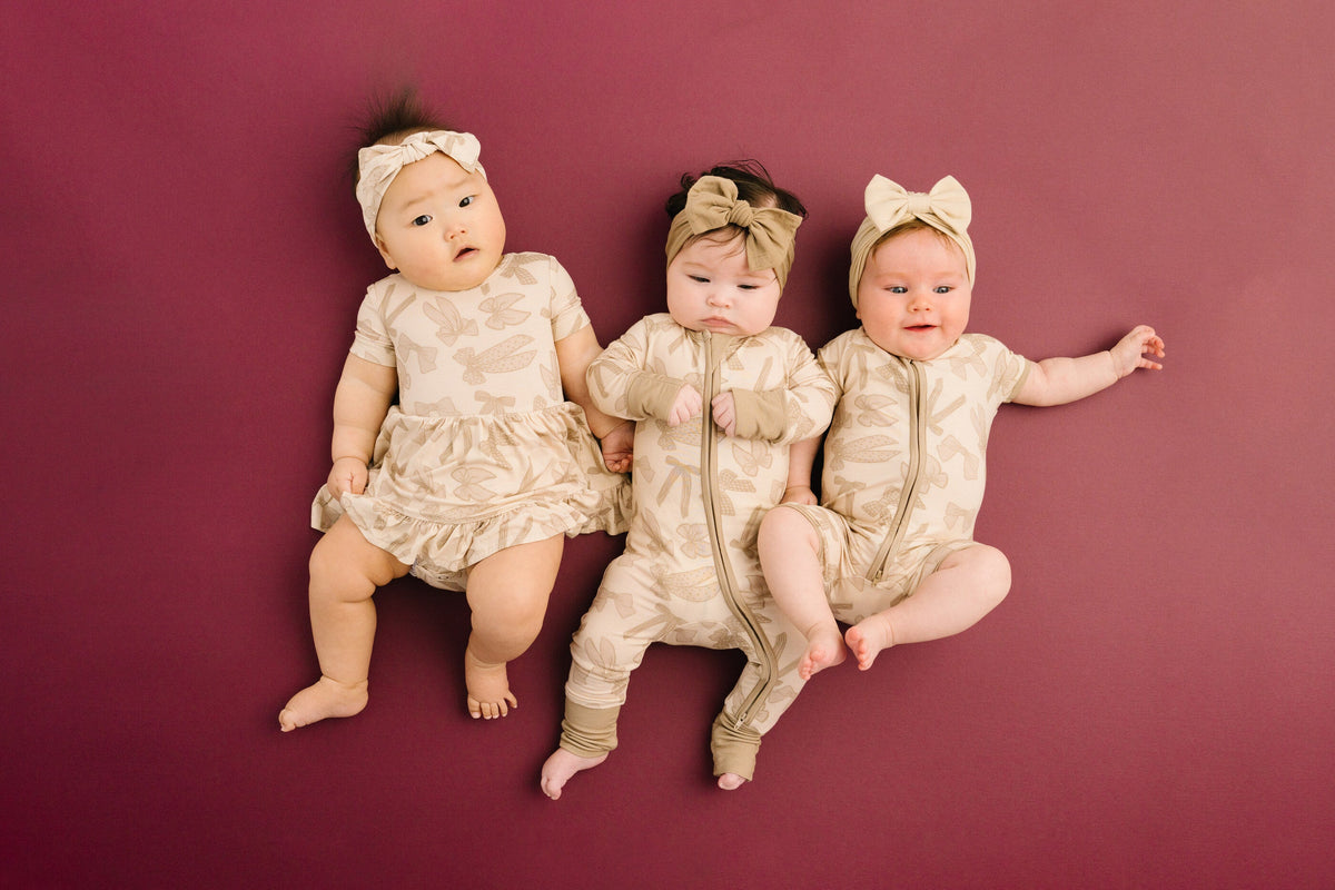 Neutral Bows Bamboo Dress