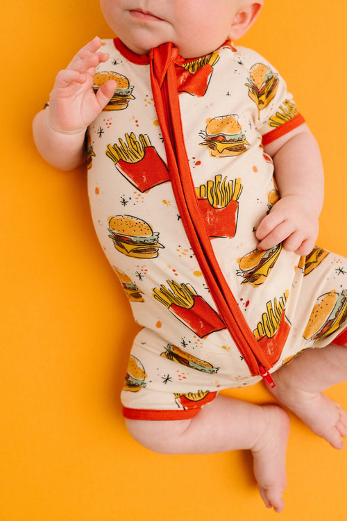 Cheeseburger Meal Bamboo Short Romper