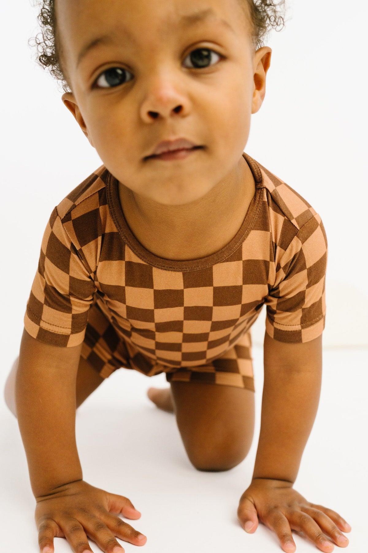 Espresso Checkered Bamboo Shorts Set