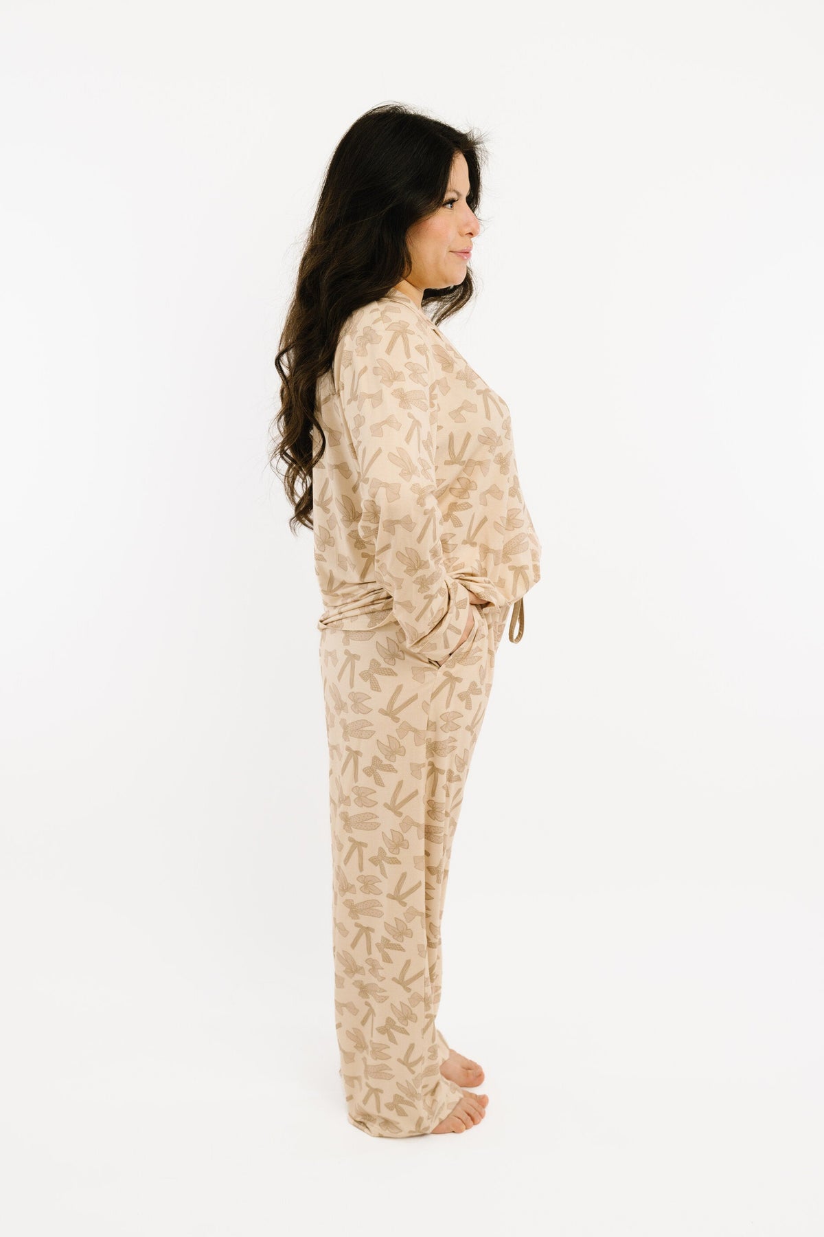 Neutral Bows Women's Button Up Long Sleeve Set