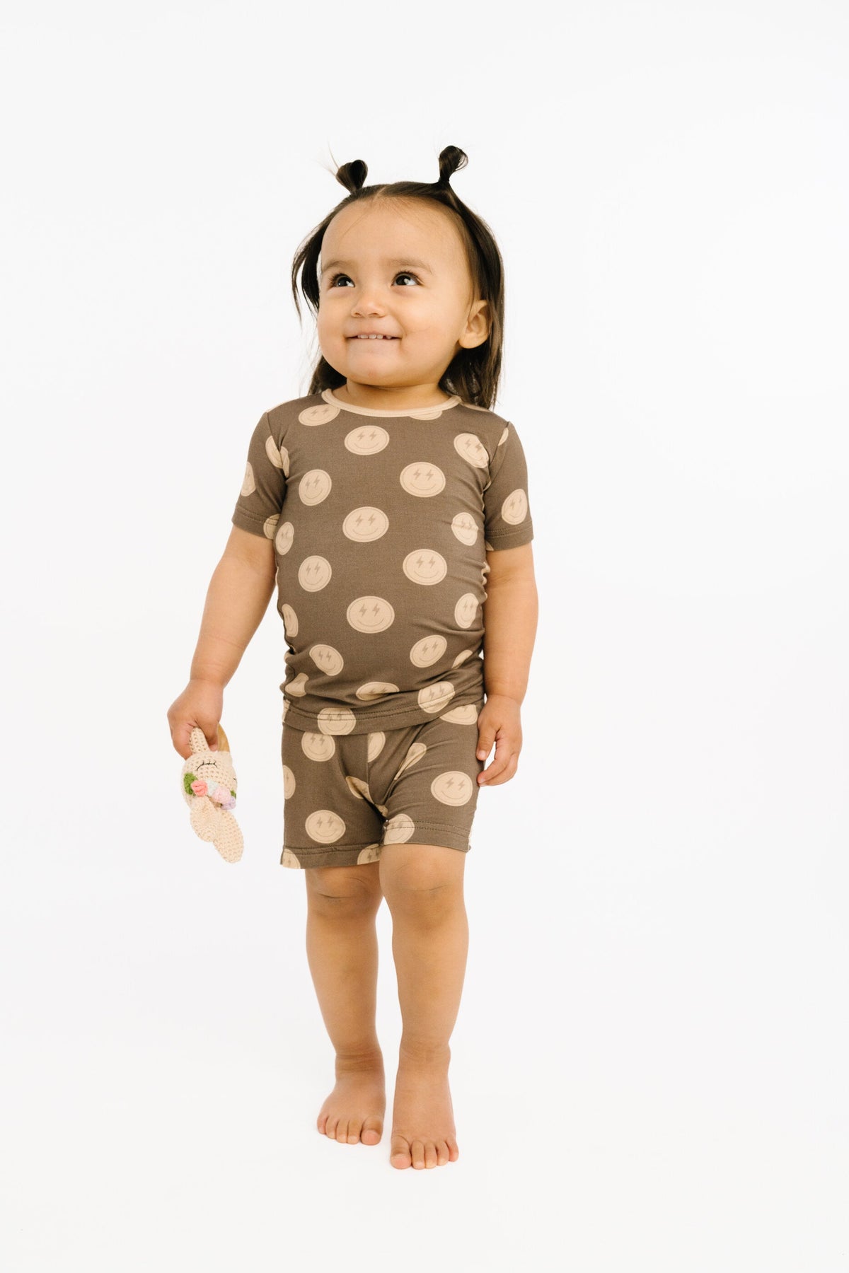 Neutral Smileys Bamboo Shorts Set